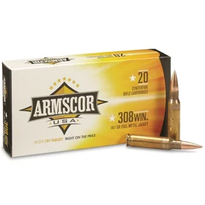 Armscor USA 308 Winchester 147 Grain FMJ Ammunition 20 Rounds