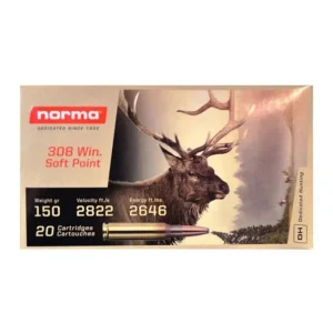 Norma Dedicated Hunting 308 Winchester 150 Grain Soft Point 20 Rounds
