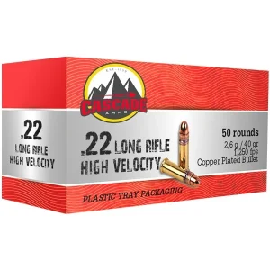 Cascade 22 Long Rifle High Velocity 40 Grain Copper Plated Ammunition 50 Rounds