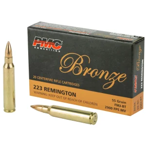 PMC Bronze 223 Remington 55 Grain FMJ Boat Tail Ammunition 20 Rounds