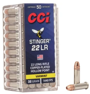 CCI Stinger 22 LR 32 Grain Copper-Plated Hollow Point 50 Rounds