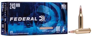Federal Power-Shok 243 Winchester 100 Grain Soft Point Ammunition 20 Rounds