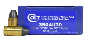 Colt Defense 380 Auto 80 Grain Solid Copper Hollow Point 20 Rounds