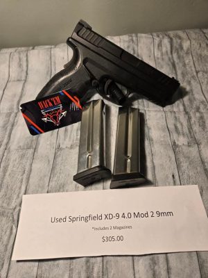 Used Springfield XD-9 Mod.2 4.0 9mm with Two Magazines
