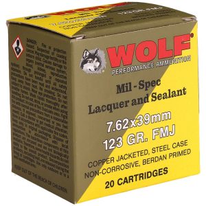 Wolf Performance Mil-Spec 7.62x39 123 gr 20 Rounds product packaging